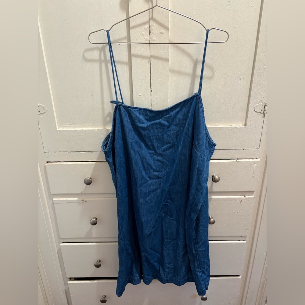 NWT Old Navy 3X Denim Blue Tie-Strap Cotton Dress